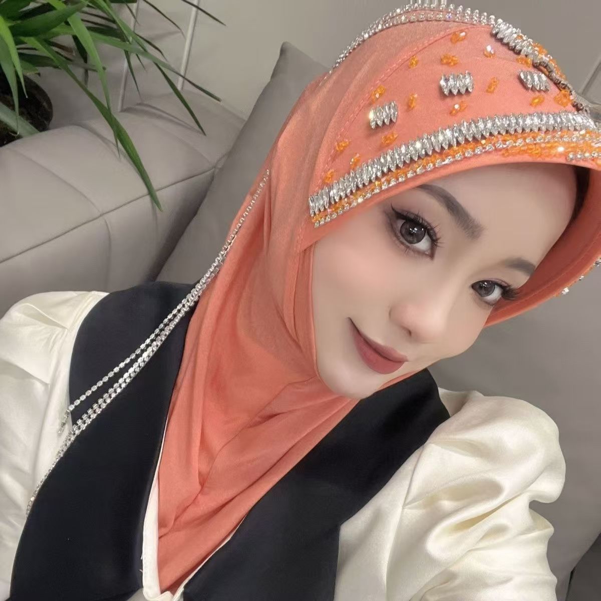 Women'S Fashion Brands - Luxury Hat Hijab Pink Scarf with