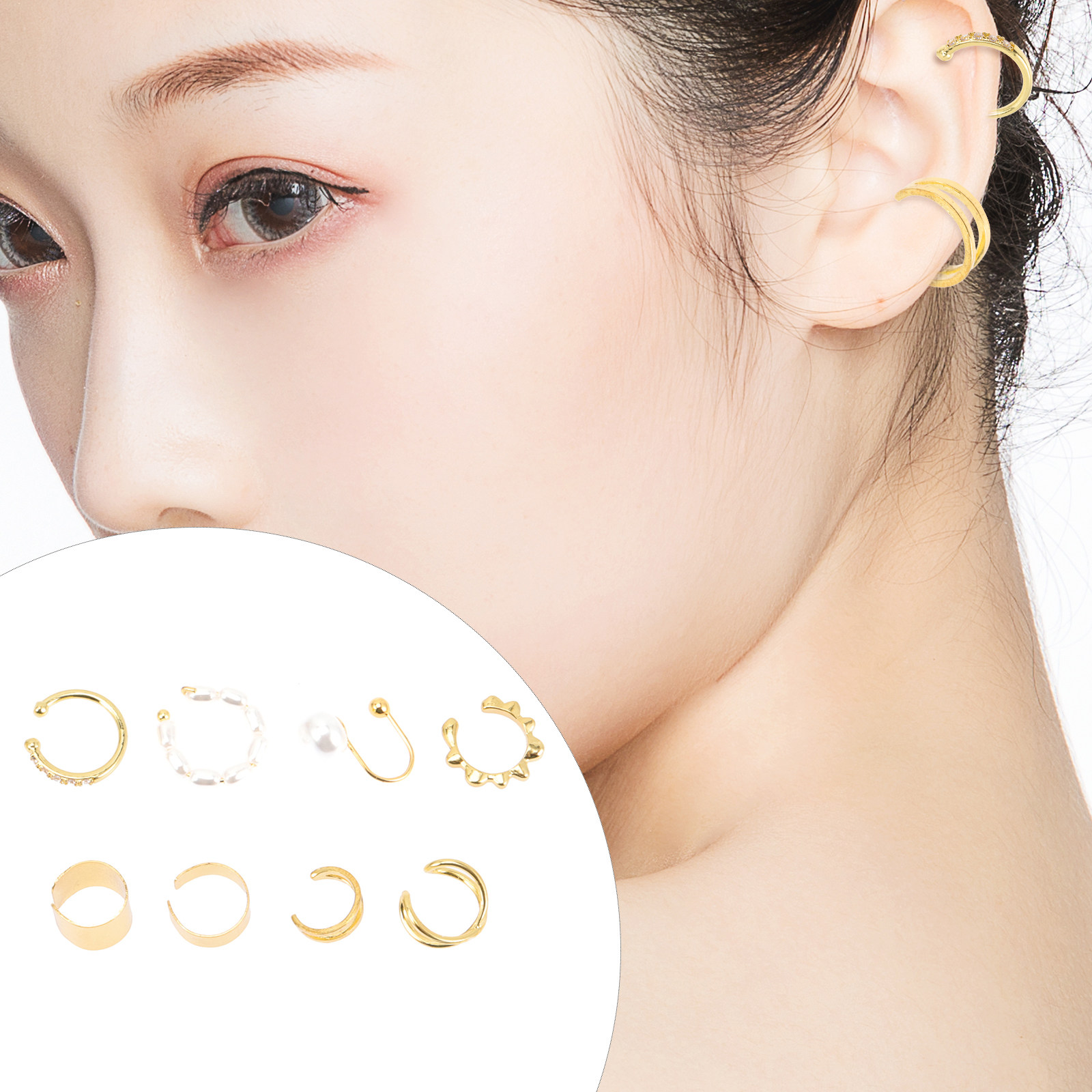Women'S Fashion Rings Gold - 8Pcs Women Clip on Nose Rings