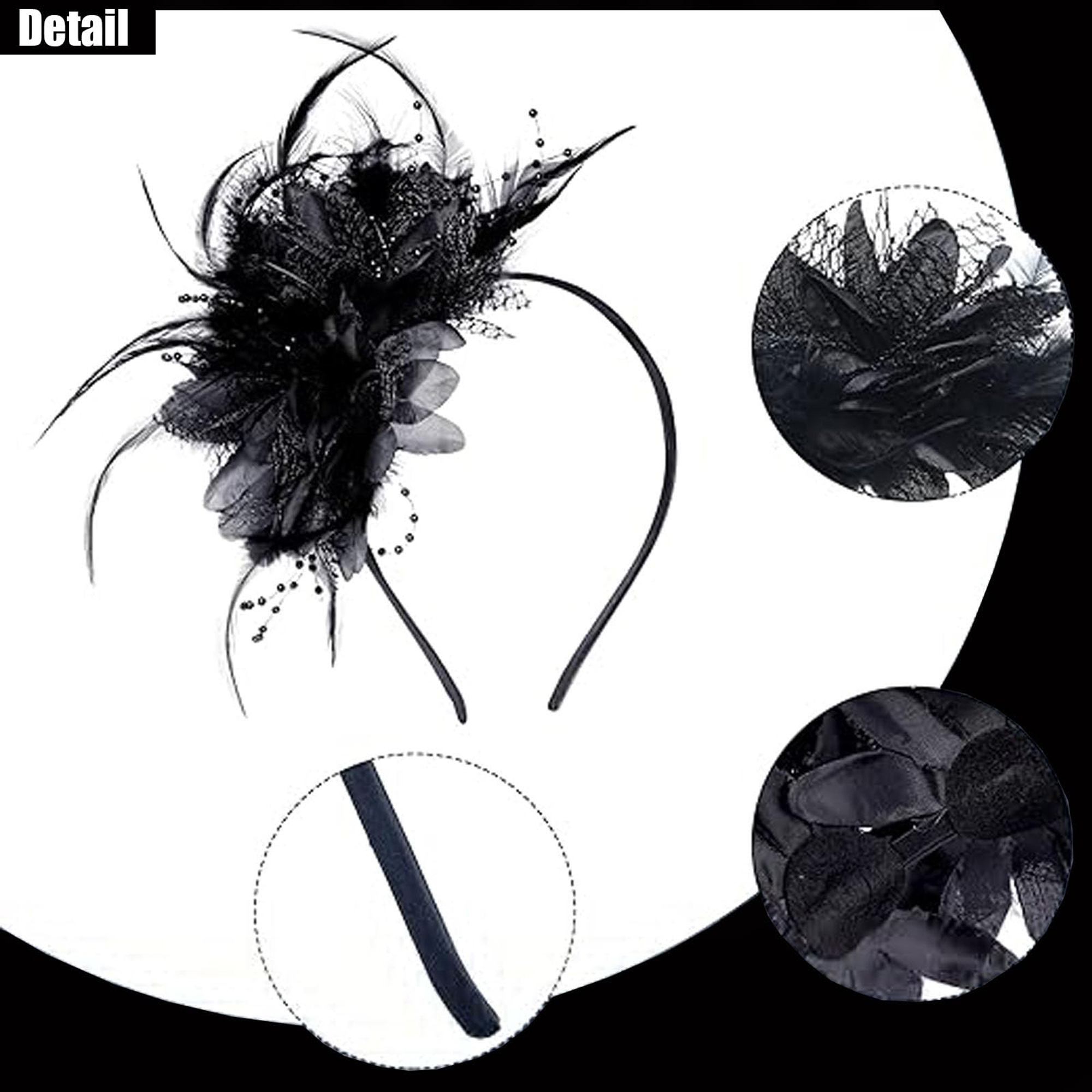 Women'S Fashion Kentucky Derby - Elegant Feathered Headpiece with Floral Accents