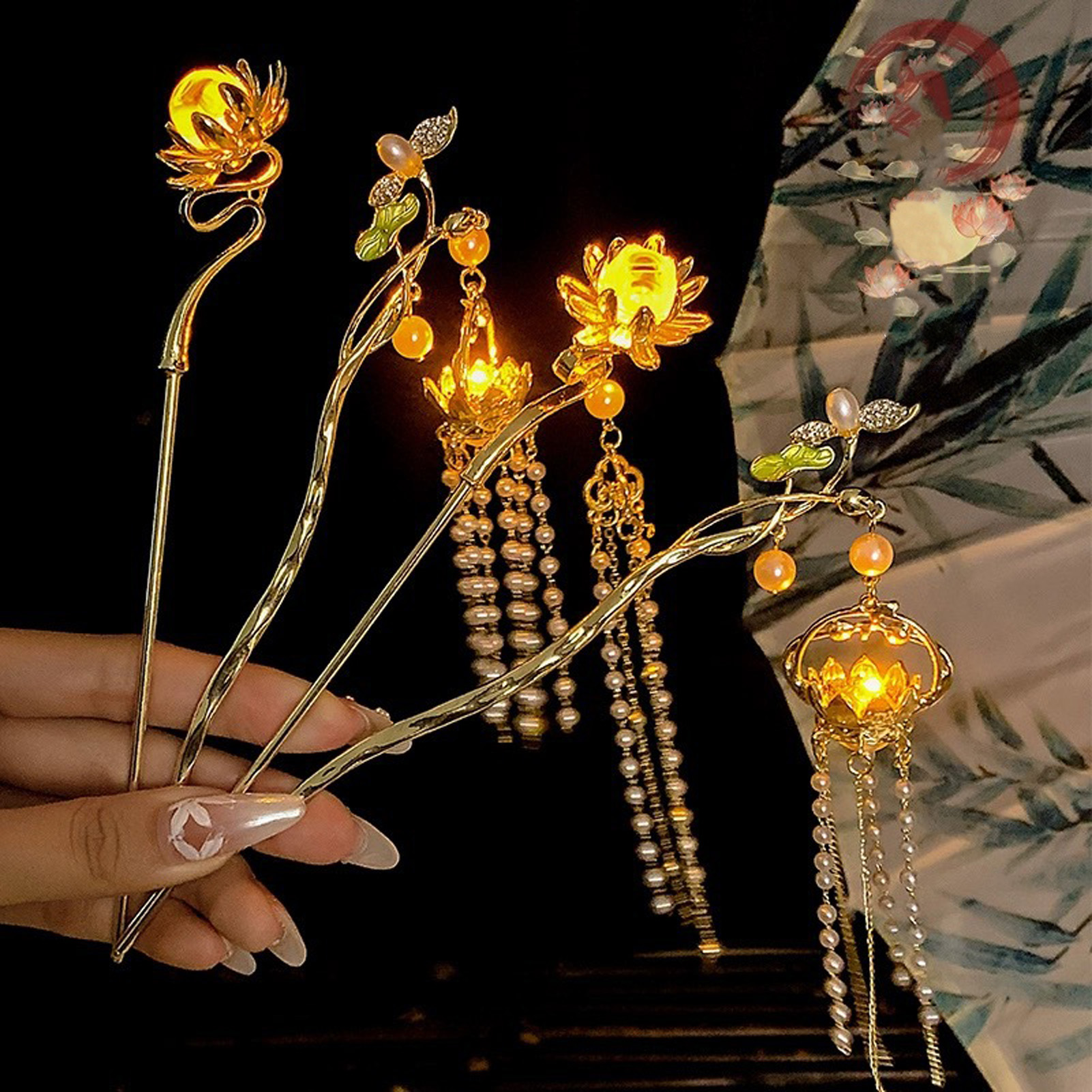 Women Fashion Hair Style - Luminous Flower Hairpin For Women Creative