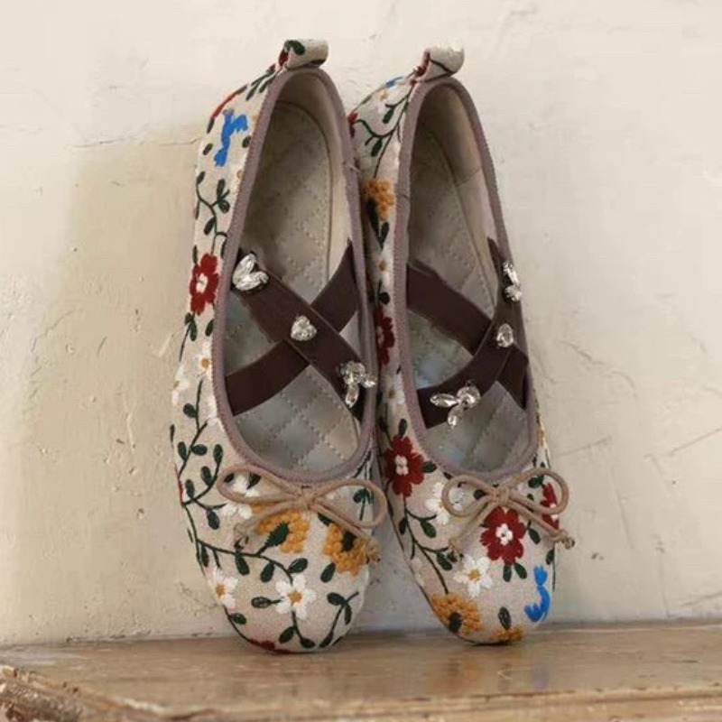 Embroidery Flower Ballet Flats - Women'S Fashion Brands ulasan dan harga