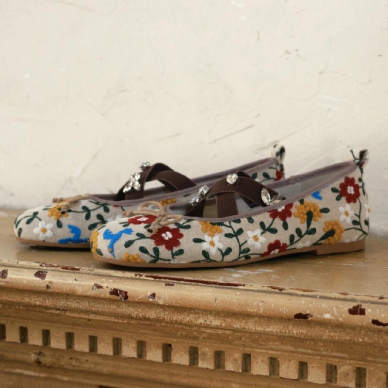 Embroidery Flower Ballet Flats - Women'S Fashion Brands ulasan dan harga