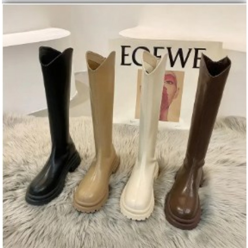Retro Bare Colored Boots Women - Women'S Fashion Knee High Boots ulasan dan harga