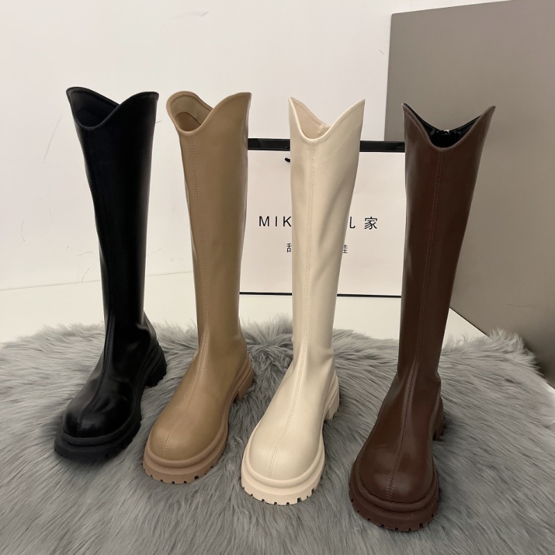 Retro Bare Colored Boots Women - Women'S Fashion Knee High Boots ulasan dan harga