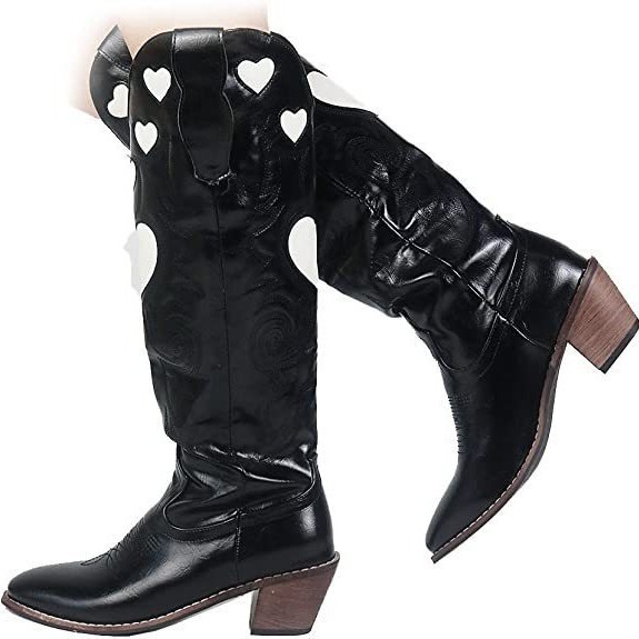 Fashion Love Heart Chunky Heel - Women'S Fashion Knee High Boots ulasan dan harga