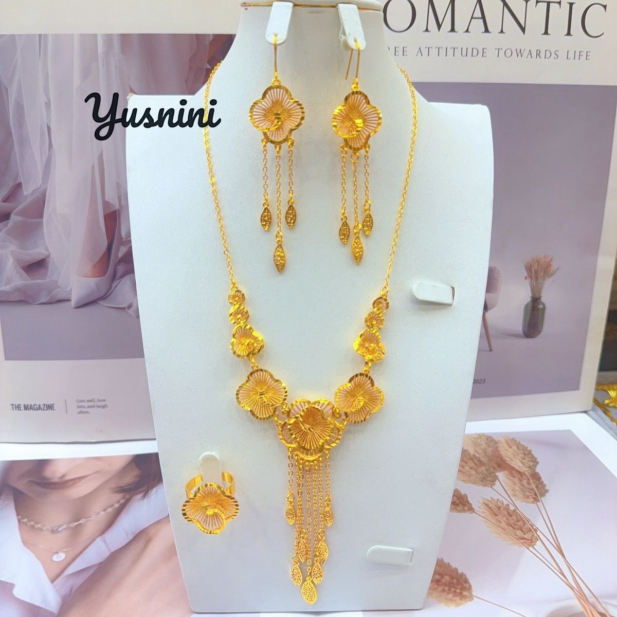 Fashion European Dubai 24K Gol - Women'S Fashion Rings Gold ulasan dan harga