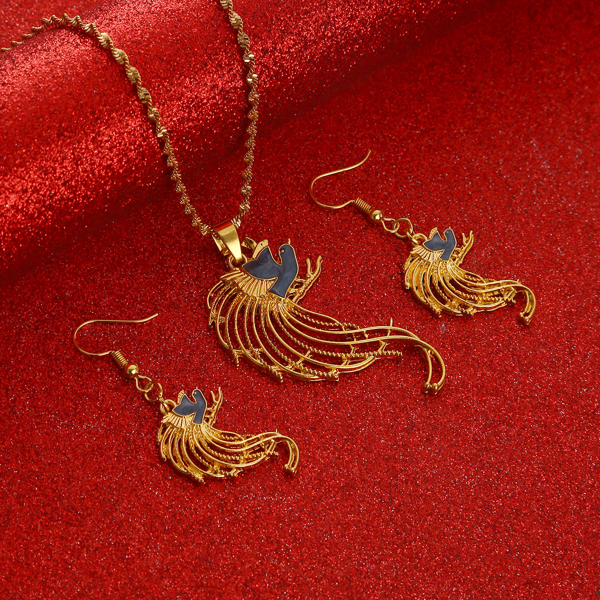 Bird Necklace Earrings Set for - Women Fashion Png ulasan dan harga