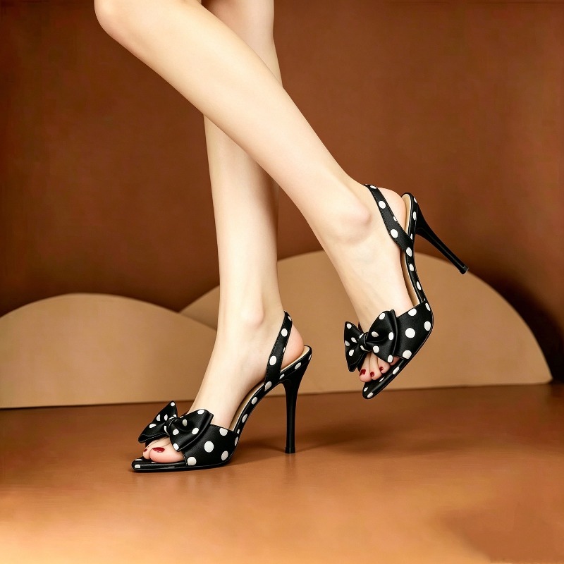 French Polka Dot Bow Pointed T - Women'S Fashion Q ulasan dan harga