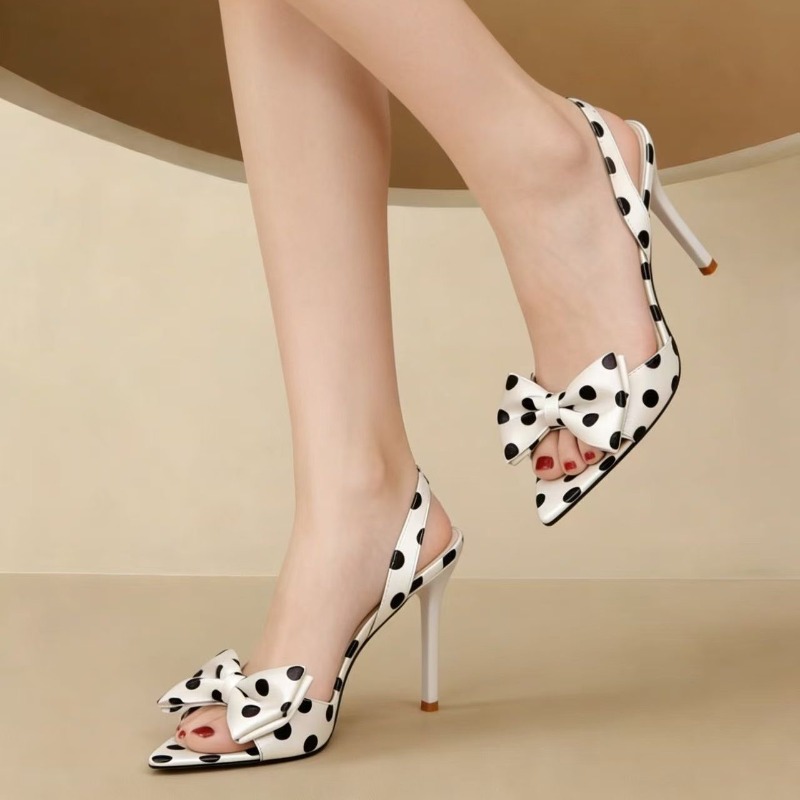 French Polka Dot Bow Pointed T - Women'S Fashion Q ulasan dan harga