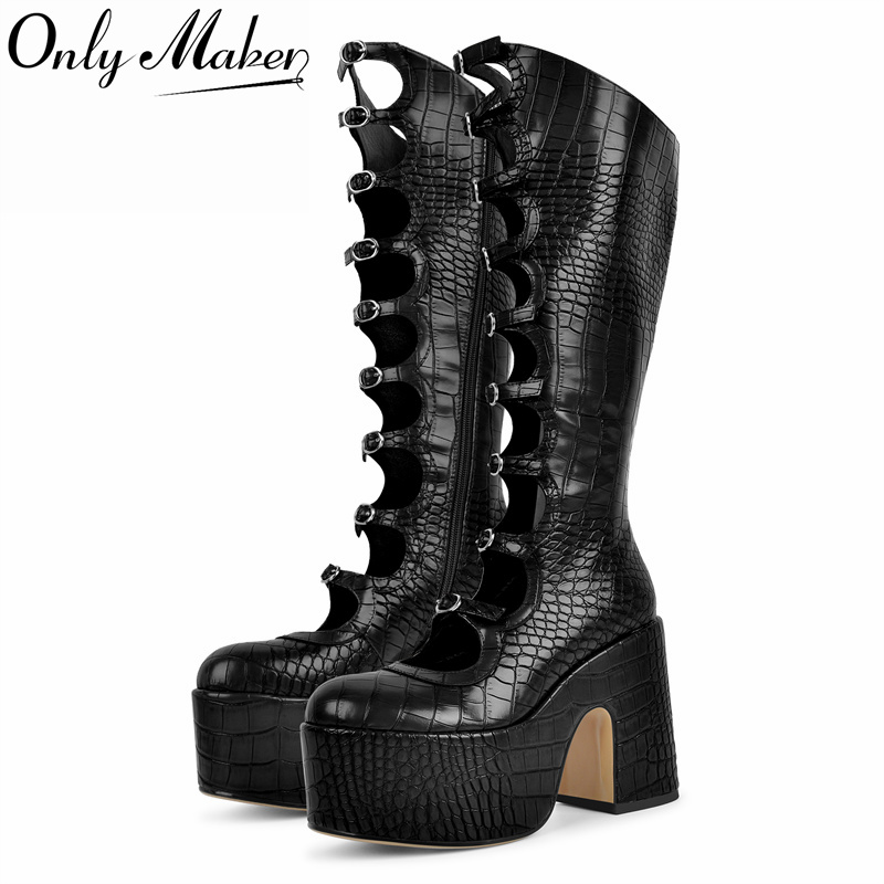 Onlymaker Women Round Toe Plat - Women'S Fashion Knee High Boots ulasan dan harga