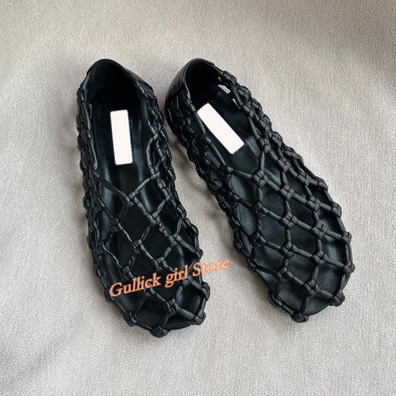 French Woven Mesh Hollow flat  - Women'S Fashion Q ulasan dan harga