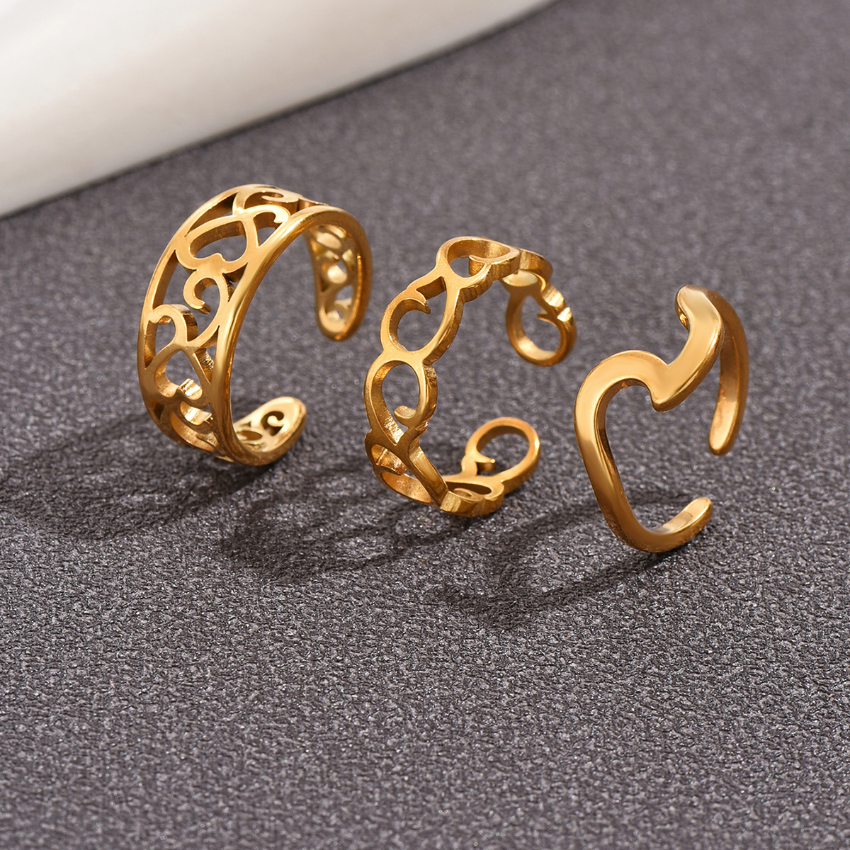 3PC Filled Toe Rings Set for W - Women'S Fashion Rings Gold ulasan dan harga