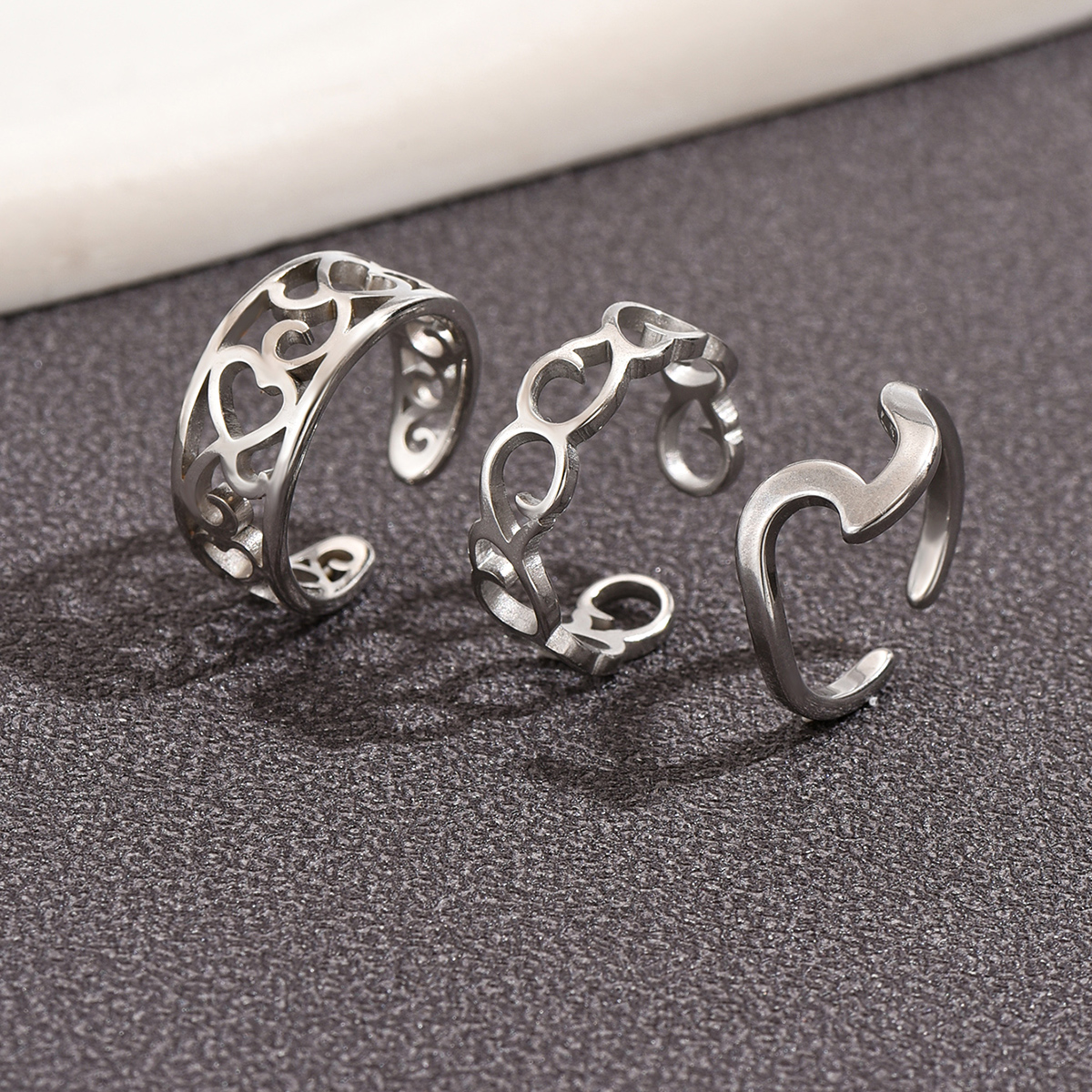 3PC Filled Toe Rings Set for W - Women'S Fashion Rings Gold ulasan dan harga