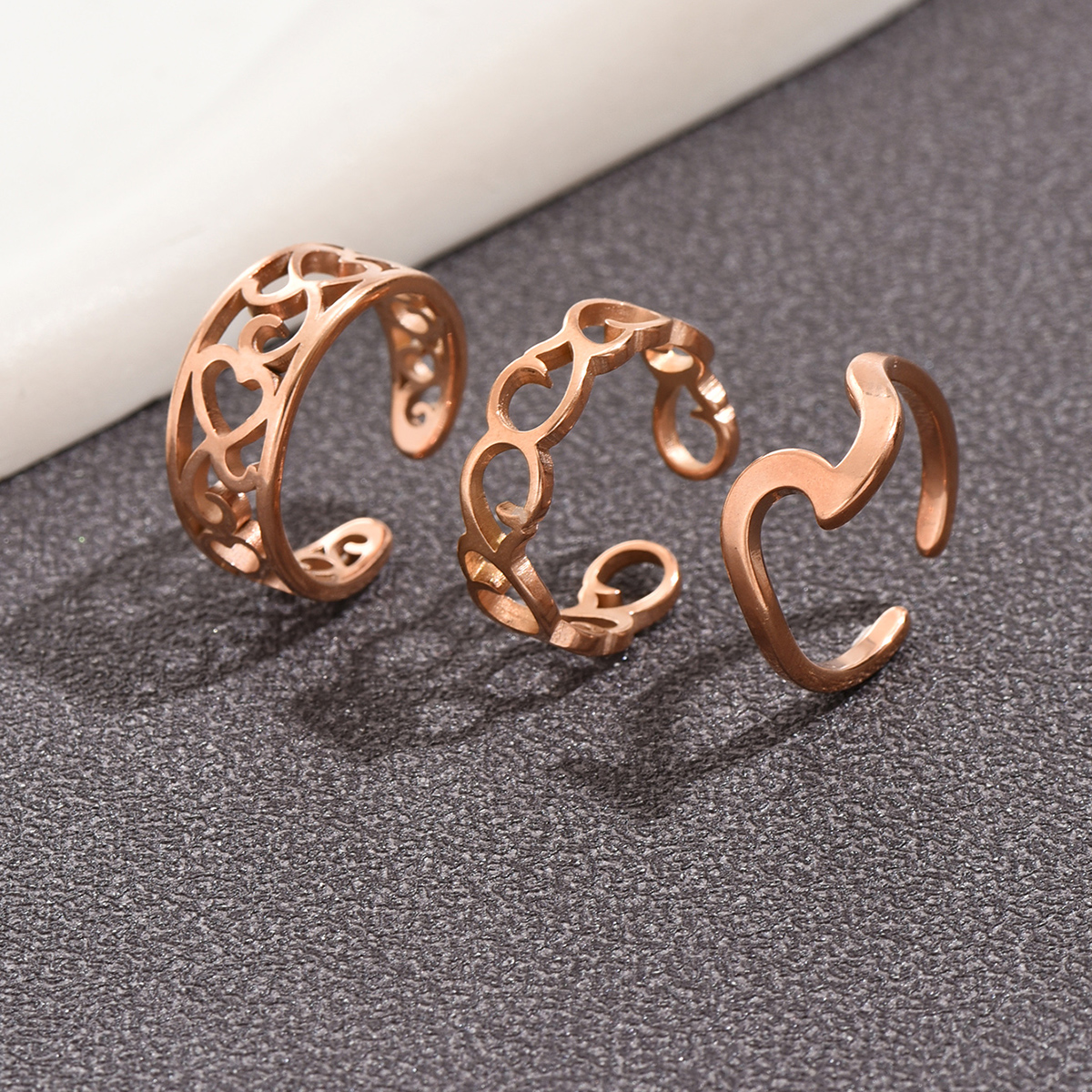 3PC Filled Toe Rings Set for W - Women'S Fashion Rings Gold ulasan dan harga