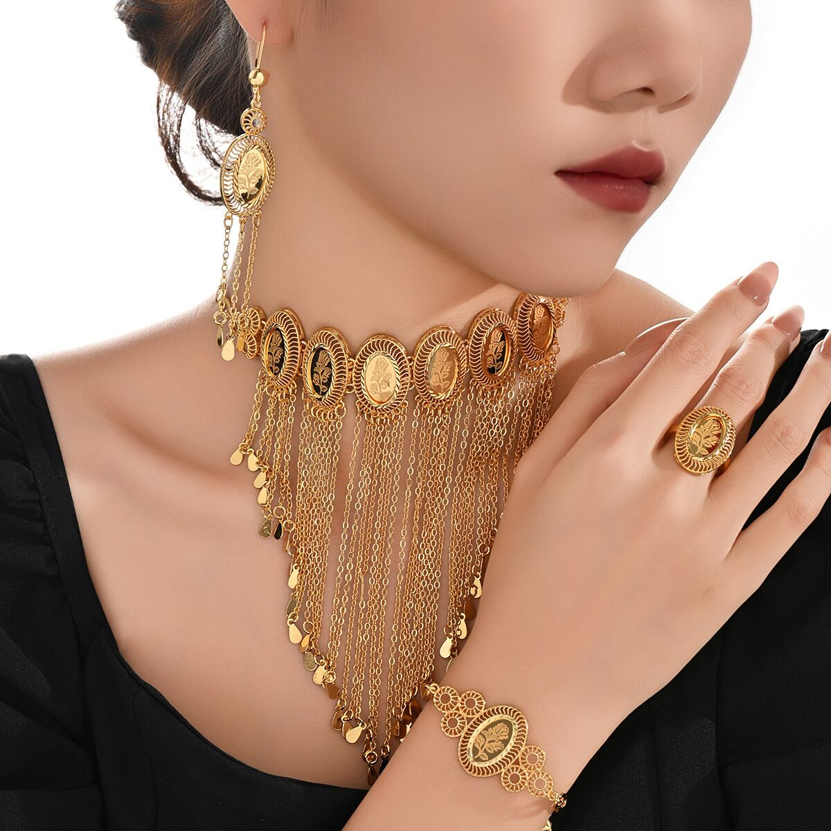 Fashion Dubai 24K Gold Plated  - Women'S Fashion Rings Gold ulasan dan harga