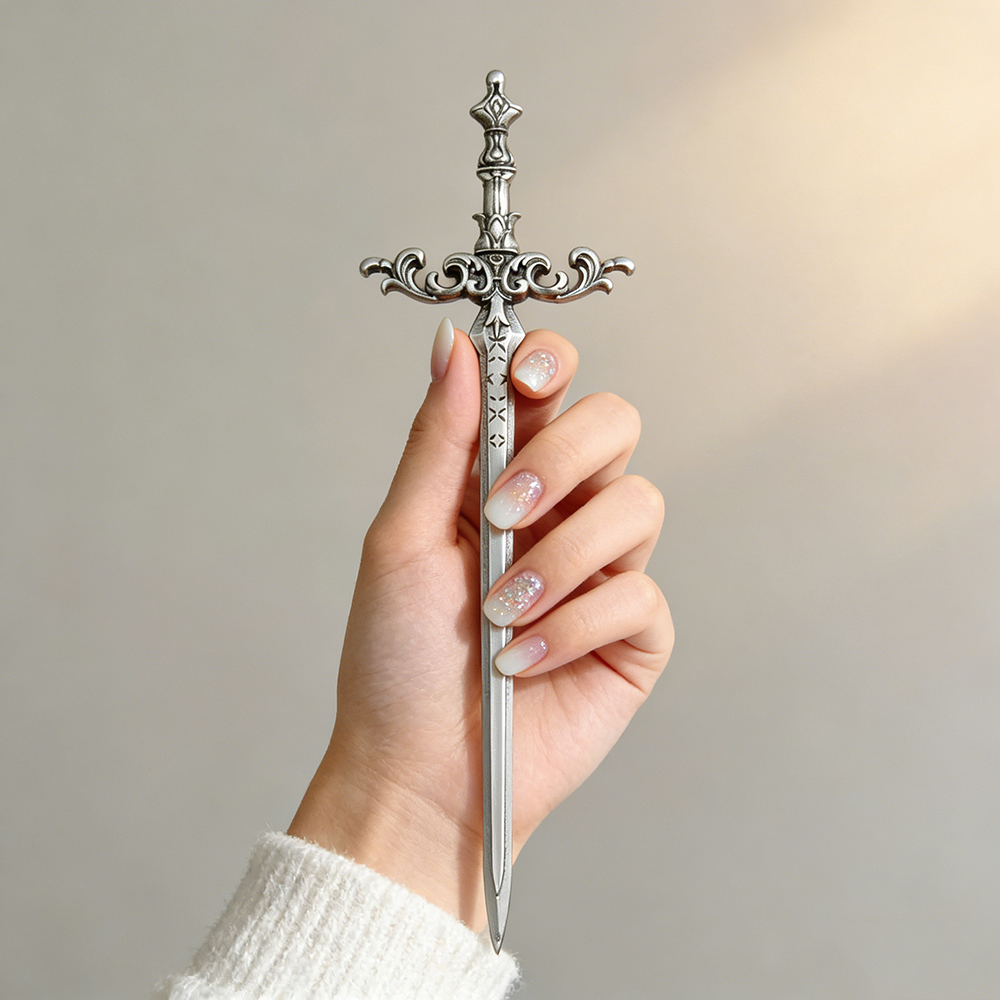 1pc Silver-Tone Sword Hair Sti - Women Fashion Hair Style ulasan dan harga