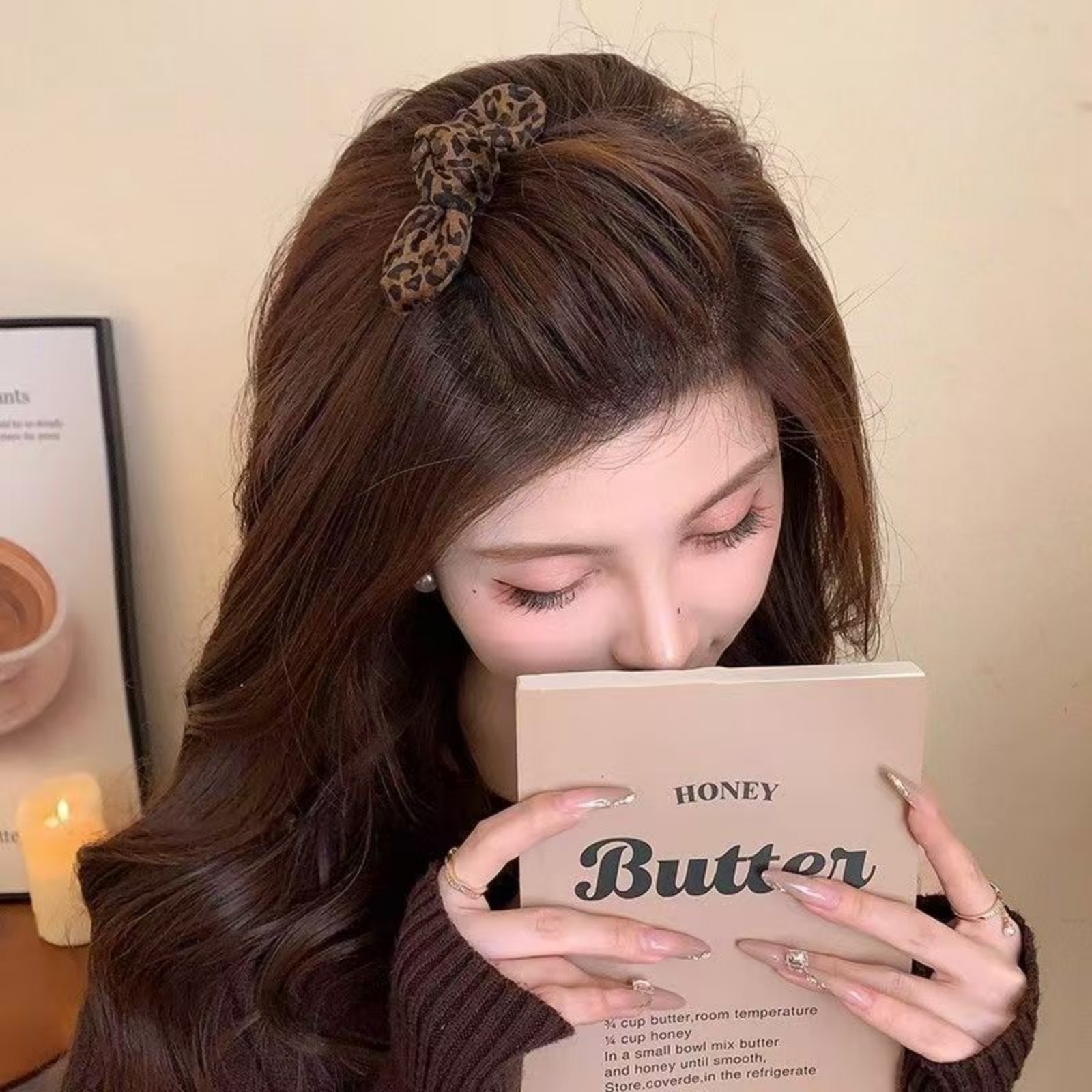 1PCLeopard Print Bow Hair Comb - Women Fashion Hair Style ulasan dan harga