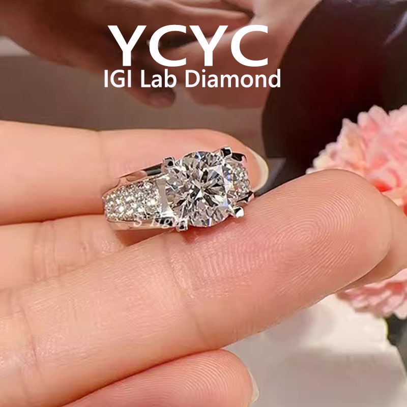 Round D Color CVD Lab Grown Di - Women'S Fashion Rings Gold ulasan dan harga