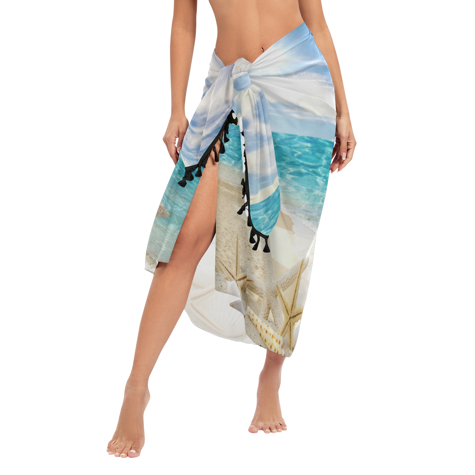 Sexy Women Chiffon Swimwear Pa - Printed Wrap Skirt ulasan dan harga