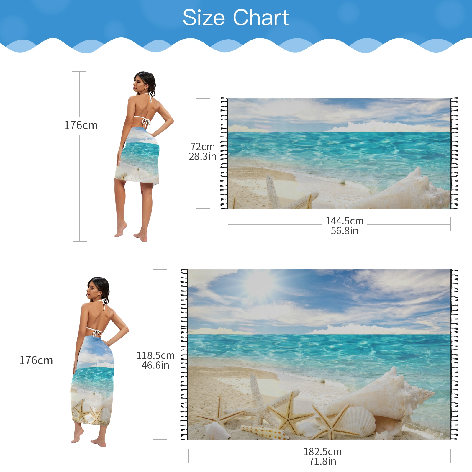 Sexy Women Chiffon Swimwear Pa - Printed Wrap Skirt ulasan dan harga