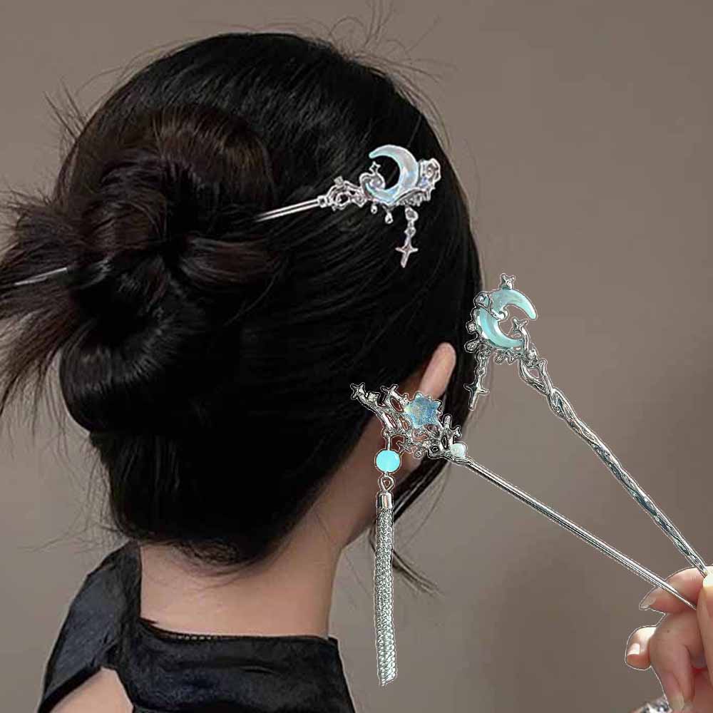Moonstone Star Moon Hair Stick - Women Fashion Hair Style ulasan dan harga