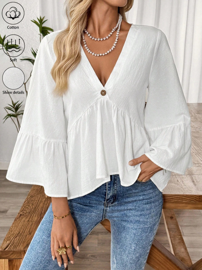 Solid Casual Loose Blouses For - Women'S Fashion Trends Spring 2026 ulasan dan harga
