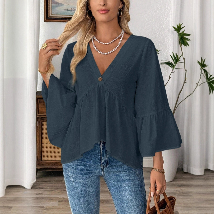 Solid Casual Loose Blouses For - Women'S Fashion Trends Spring 2026 ulasan dan harga