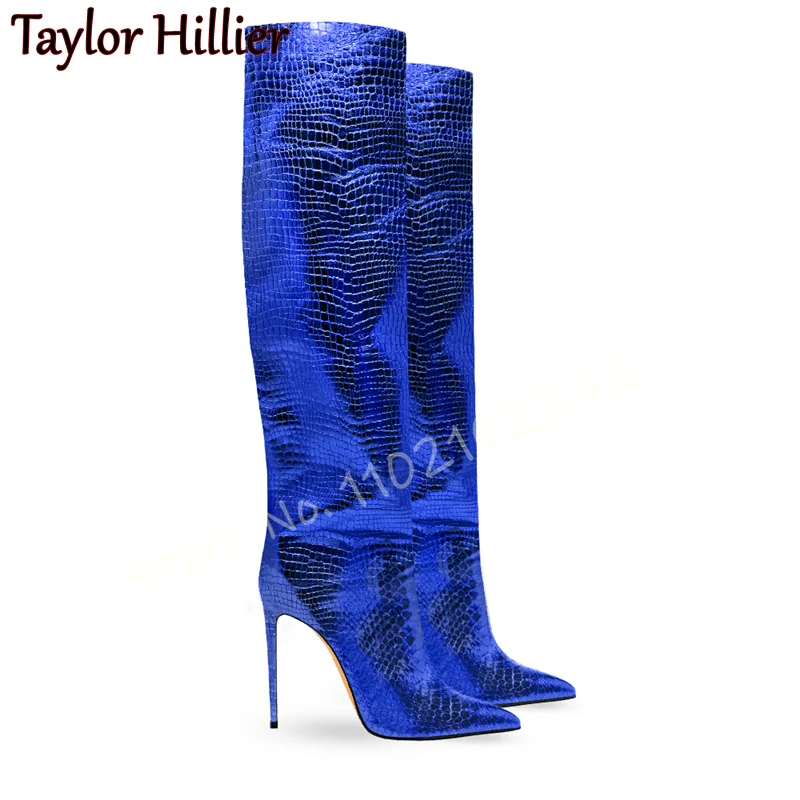 Green Snake Print Straight Boo - Women'S Fashion Knee High Boots ulasan dan harga