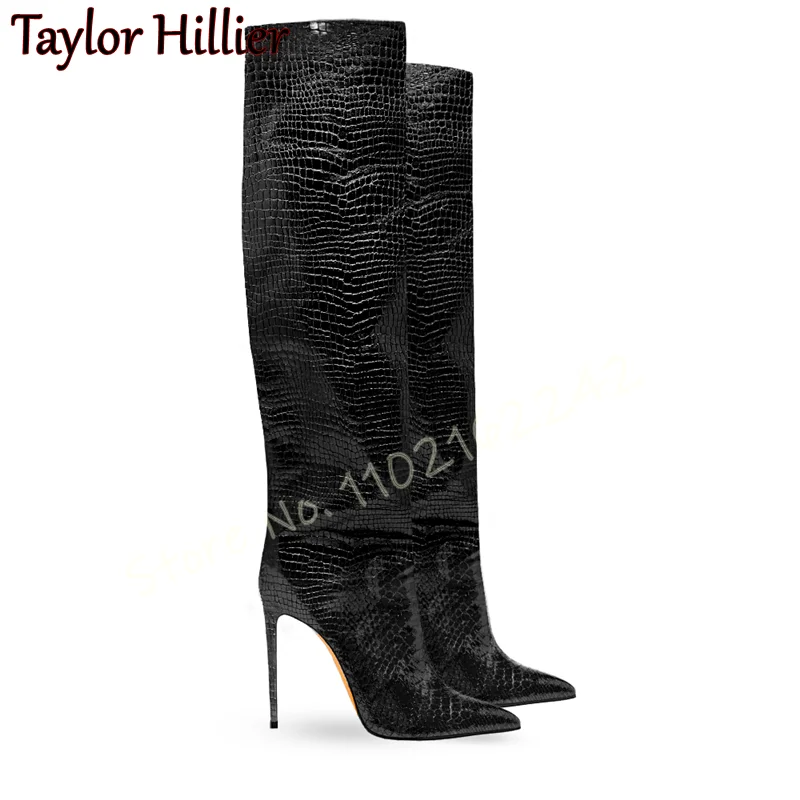 Green Snake Print Straight Boo - Women'S Fashion Knee High Boots ulasan dan harga